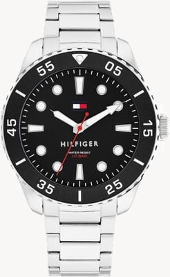 Tommy Hilfiger Oceanic Diver (42 mm) esfera negra / brazalete de acero inoxidable 1792203