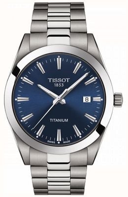 Tissot Caballeros titanio | pulsera titanio gris / plata | esfera azul T1274104404100