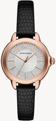 Emporio Armani Women's (32mm) Crystal Dial / Black Leather Strap AR11631