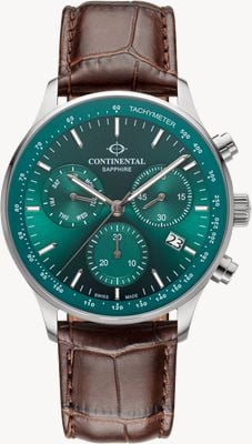 Continental Aviation Chronograph (43mm) Green Dial / Brown Leather Strap 22001-GC156950