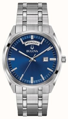 Bulova Bracciale classico in acciaio inossidabile da uomo con quadrante blu 96C125