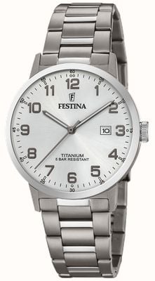 Festina Herrenarmband (40,5 mm) mit silbernem Zifferblatt und Titan F20435/1