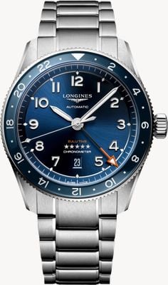 LONGINES Spirit zulu time gmt automatic (42mm) blauwe wijzerplaat / roestvrijstalen band L38124936