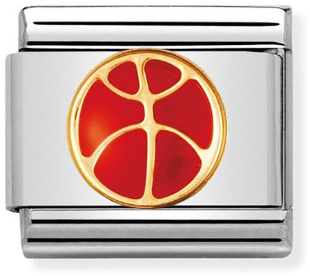 Nomination Classic Basketball 18ct Gold & Steel Enamel Charm 030203/08