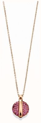 Fiorelli Gold 9k Rose Gold Rhodolite Garnet Pavé Disc Necklace GN252