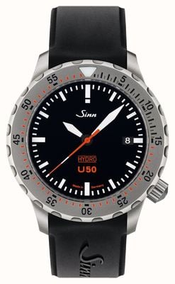 Sinn U50 hydro 5000m (41mm) cadran noir / bracelet silicone noir 1051.010 BLACK SILICONE