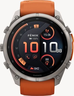 Garmin Fenix 9 Pro inReach 51 mm premium smartwatch GPS – tytan z jesiennym pomarańczowym paskiem silikonowym 010-04337-01