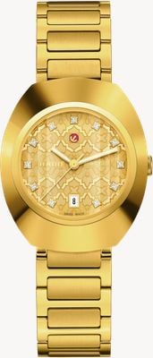 RADO Diastar original automatisch (30mm) goudkleurige wijzerplaat / geel goud PVD roestvrijstalen armband R12171263