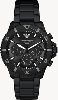 Emporio Armani World Explorer Chronograph (43mm) Black Dial / Black Stainless Steel Bracelet AR11784