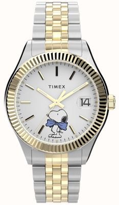 Часы Timex Legacy (34 мм) с белым циферблатом / двухцветным браслетом из нержавеющей стали TW2Y11100