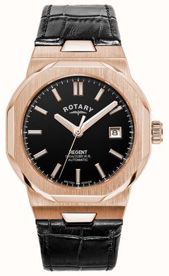 Rotary Sport regent automatique (40 mm) cadran noir / bracelet cuir noir GS05414/04
