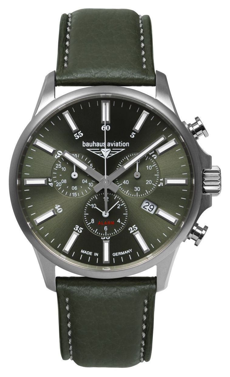 Bauhaus Aviation Titan Quarz Chronograph (42mm) dunkelgrü uhr-image-160283