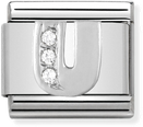 Nomination Classic Letter U Sterling Silver & Steel Cubic Zirconia Charm 330301/21