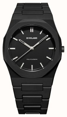 D1 Milano Polycarbonat Cloudburst (40,5 mm), schwarzes Zifferblatt / schwarzes Polycarbonat-Armband PCBJ11