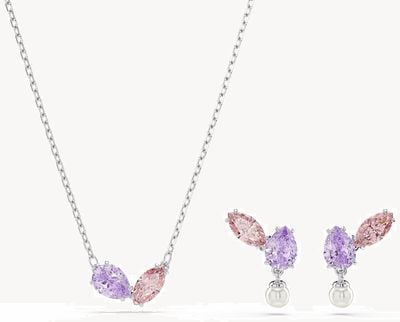 Swarovski x Ariana Grande Dragonfly Mixed-Cut Rhodium-Plated Necklace & Stud Earring Gift-Set 5746577