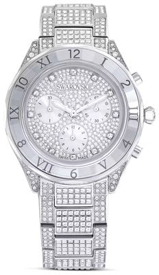 Swarovski Dextera Lux (40 mm) silbernes Zifferblatt mit Kristallbesatz / Edelstahlarmband mit Kristallbesatz 5668845