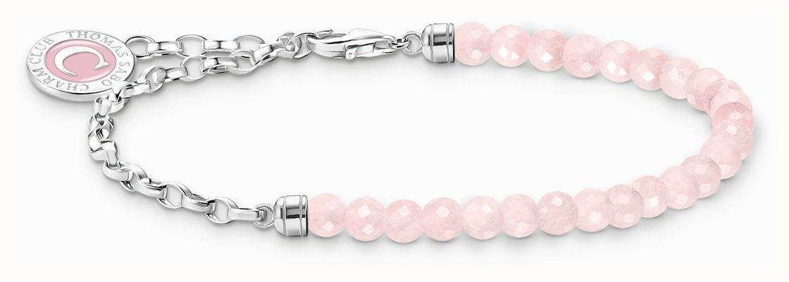 Thomas Sabo Charm Bracelet With Beads Of Rose Quartz And Chain Links Sterling Silver 15cm A2130-067-9-L15V