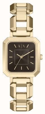 Armani Exchange Three-Hand Quartz (27mm) Brown Dial / Gold PVD Stainless Steel Bracelet AX5738