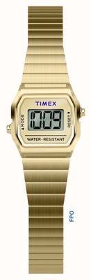 Piccolo Timex approvato da Dimepiece (20 mm) con quadrante digitale / bracciale in acciaio inossidabile PVD oro TW2Y46600
