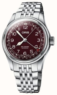 ORIS Grande corona con datario automatico (40 mm), quadrante rosso/bracciale in acciaio inossidabile 01 754 7741 4068-07 8 20 22