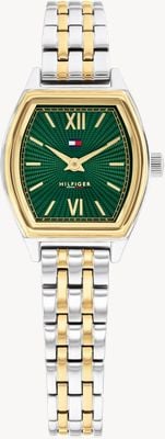 Tommy Hilfiger Reloj Norah de cuarzo de dos manecillas (21,5 mm), esfera verde / brazalete de acero inoxidable de dos tonos 1782907