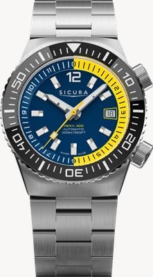 Sicura Montre Hexa 400 automatique réédition (40mm) cadran bleu mat / bracelet acier inoxydable H400.SS.A.40ATM.02.SS