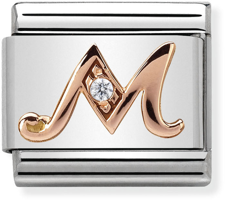 Nomination Classic Letter M 9ct Rose Gold & Steel Charm 430310/13