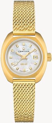 Certina DS-2 Lady Powermatic 80 (27,5 mm) para mujer con esfera de nácar y pulsera de malla de acero en tono dorado C0242073311100