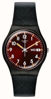 Swatch Sir rouge (34 mm) cadran rouge / bracelet noir en matière biosourcée SO28B704