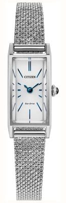 Citizen Eco-Drive Fio (14x30mm) mostrador branco / pulseira de malha de aço inoxidável EG7120-51A