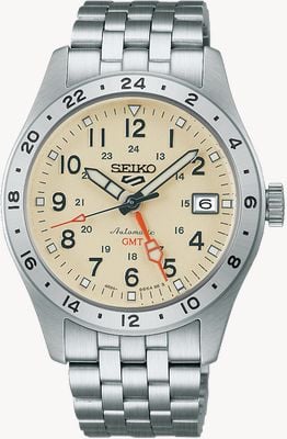 Seiko 5 Sports Field GMT Automatic (39.4mm) Desert Sand Dial / Stainless Steel Bracelet HDB002K1
