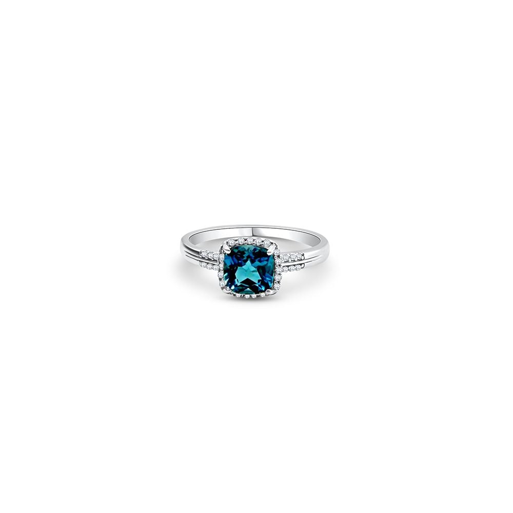 Treasure House 9ct White Gold Diamond  London Blue Topaz Jewellery