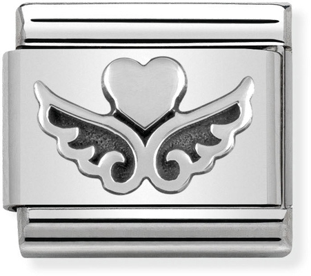 Nomination Classic Winged Heart Oxidised Sterling Silver & Steel Charm 330101/13