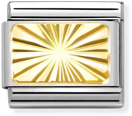 Nomination Classic ENGRAVED SIGNS in Stainless Steel with Bonded Yellow Gold Charm 030121/56