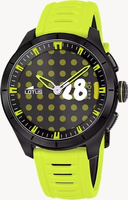 Lotus Connected Full D Hybrid Smartwatch (45mm) Digital Display / Lime Green Rubber Strap 20001/5