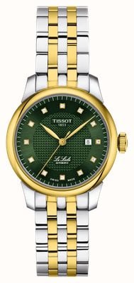Tissot Automatyczny zegarek Le locle z diamentami (29 mm) z zieloną tarczą / dwukolorową bransoletą ze stali nierdzewnej T0062072209601