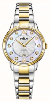 Rotary Reloj bicolor cambridge para mujer con diamantes engastados LB05426/07/D