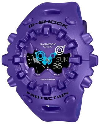 Casio G-Shock GA-V01-Serie, großes Gehäuse (49 mm), violettes Zifferblatt mit Doppelanzeige / violettes Harzarmband GA-V01-2AER