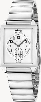 Lotus スクエアシリーズ スモールセコンド クォーツ (33.5mm) シルバーダイヤル / ステンレススチールブレスレット 19076/1