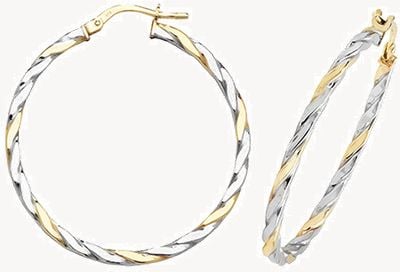 9CT YEL/WHT GOLD 30MM HOOP EARRINGS ER1041YW-30