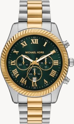Michael Kors Oversized Lexington Quartz Chrono (45mm) Dark-Green Sunray Dial / Two-Tone Stainless Steel Bracelet MK9277