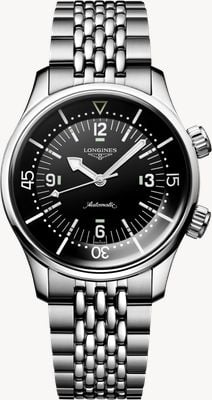 LONGINES Legend duikchronometer gecertificeerd automatisch (39 mm) zwart gelakte wijzerplaat / roestvrijstalen band L37644507