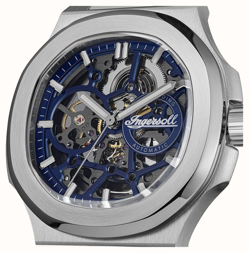 Ingersoll THE FRAME Automatic (47mm) Blue Skeleton Dial / Stainless Steel Bracelet I18301 - vista alternativa 3