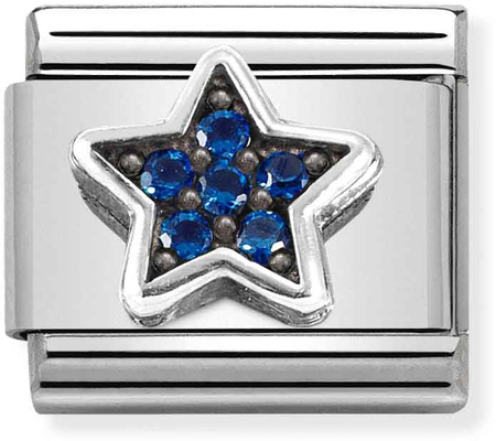Nomination Classic Blue Star Oxidised Sterling Silver & Steel Charm 330323/09