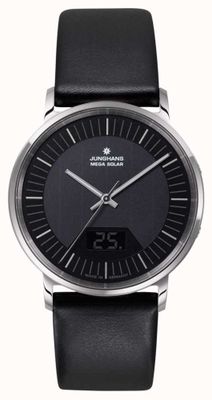 マルコ Junghans Men's Milano Mega Solar Black Leather / Milanese Set 56