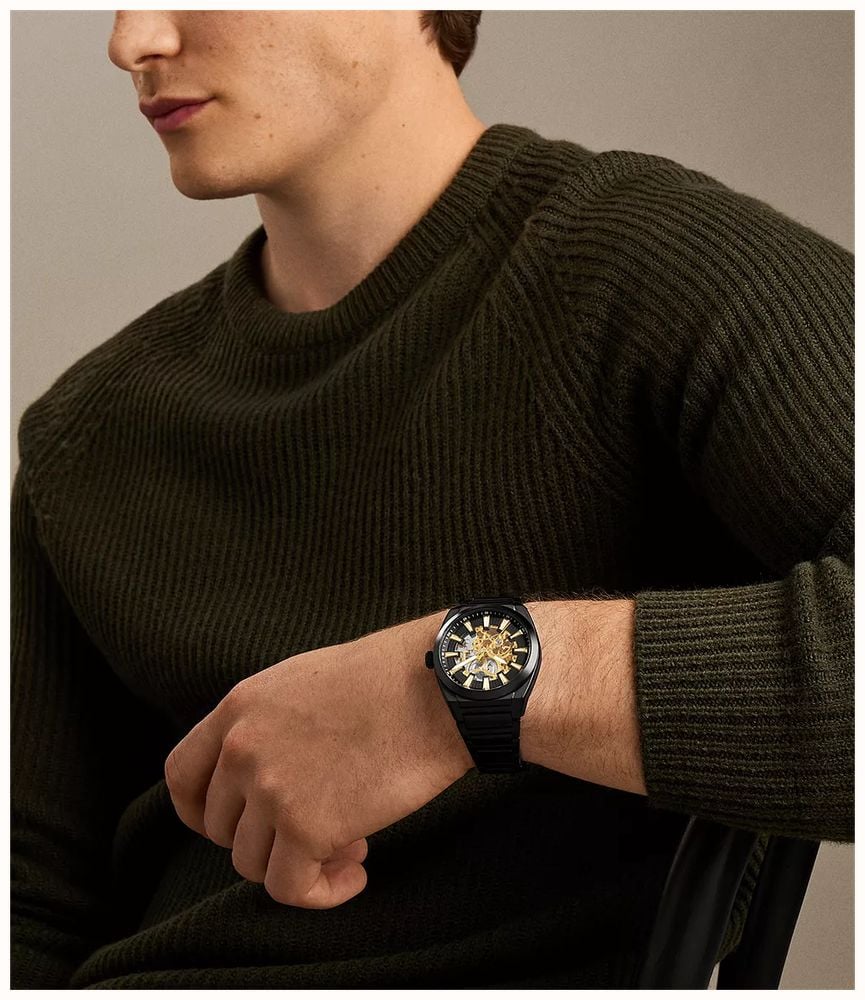 Fossil Everett 42 mm Automatic Black Stainless Steel ME3289 - vista alternativa 4