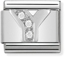 Nomination Classic Letter Y Sterling Silver & Steel Cubic Zirconia Charm 330301/25
