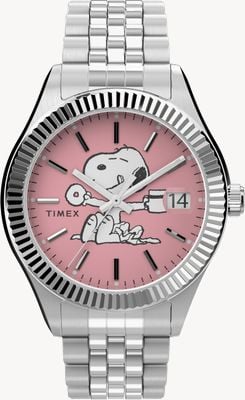Timex X Peanuts Legacy (36 mm) rosa Zifferblatt / Edelstahlarmband TW2V47400