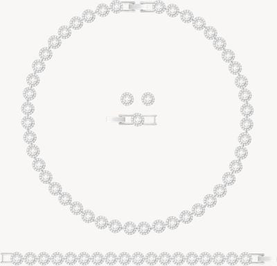 Swarovski Angelic | Rhodium Plated | White |Round | Necklace Set 5367853