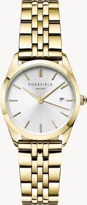 Rosefield Ace XS (29mm) Silver Dial / Gold-Plated Stainless Steel Bracelet ASGSG-A15